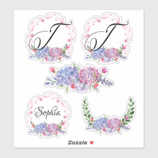 Elegante Hydrangeas | Kransen | Monogram | Letter  Sticker (Vel)
