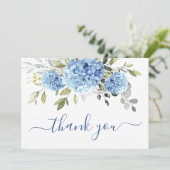 Elégante Hydrangée Bleue Eucalyptus Carte de remer (Debout devant)