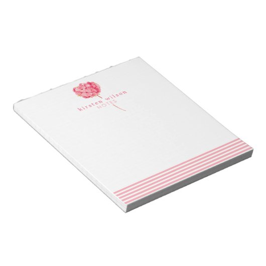 Élégante Hydrangée rose - Bloc-notes personnalisé (Incliné)