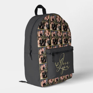 Elegante I Love You Gouden Fotocollage Calligrafie Bedrukte Rugzak