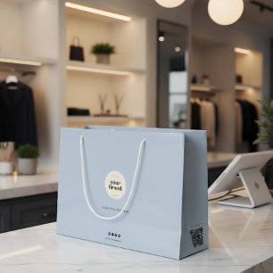 Elegante ijsblauwe boetiek merk logo QR social Groot Cadeauzakje