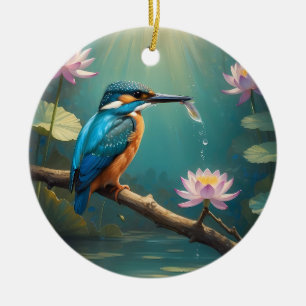 Elegante ijsvogel keramisch ornament