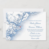 Elégante Île Tybee Géorgie Carte Marine Mariage bl (Devant)