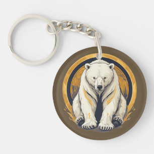 Elegante Illustratie van IJsbeer Sleutelhanger