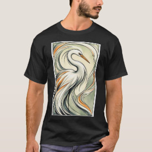 Elegante Illustratie van Witte Reiger T-shirt