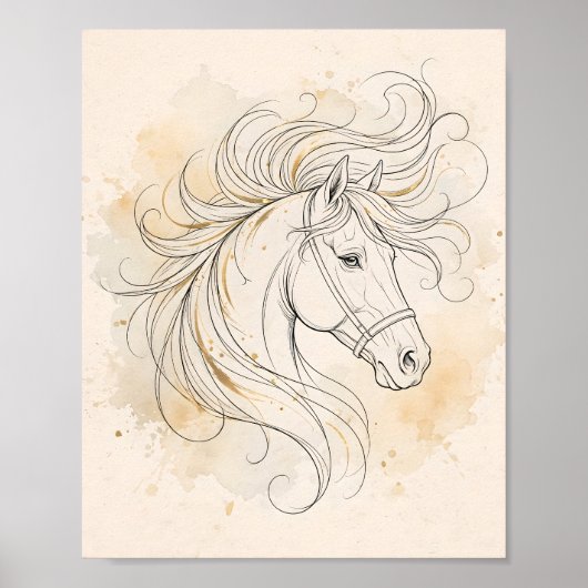 Élégante impression de décoration dorée de cheval (Devant)