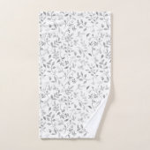 Élégante impression feuillue argentée sur fond bla (Serviette à main)