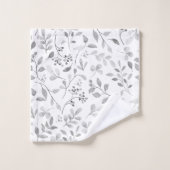 Élégante impression feuillue argentée sur fond bla (Gant de toilette)
