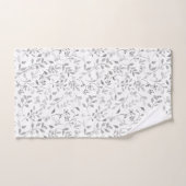 Élégante impression feuillue argentée sur fond bla (Serviette à main)