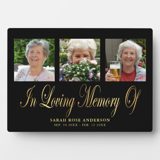 Elegante 'In Loving Memory' Fotocollage Fotoplaat (voorkant)