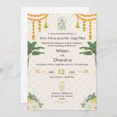 Elegante Indiase bruiloft uitnodiging (Voorkant / Achterkant)