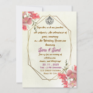 Elegante Indiase huwelijksreceptie uitnodiging