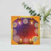 Elegante Indiase Rangoli-huwelijksuitnodiging (Staand voorkant)