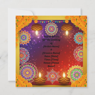 Elegante Indiase Rangoli-huwelijksuitnodiging