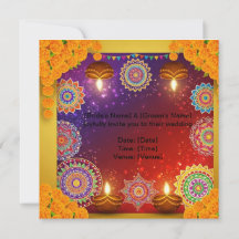 Elegante Indiase Rangoli-huwelijksuitnodiging