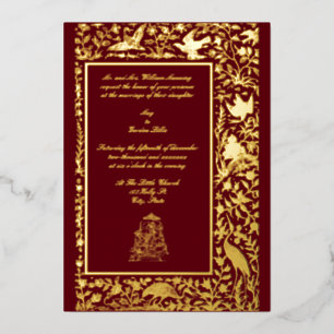 Elegante Indiase Vogelsrand uit het verleden 1608 Folie Uitnodiging