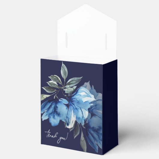 Elegante Indigo Blue Waterverf Art Bedankdoosjes (Geopend)