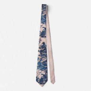 Elegante Indigo Roze Crème Marmer Patroon Stijlvol Stropdas