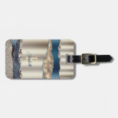 Elegante indigoblauwe agaat sequins bagagelabel (Voorkant horizontaal)