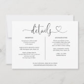 Elegante informatiekaart met hartscript voor trouw kaart (Voorkant)