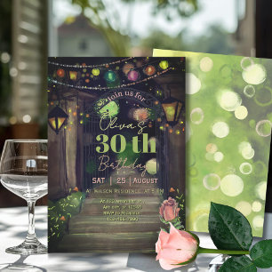 Elegante ingang met slingerlichtjes 30e verjaardag kaart