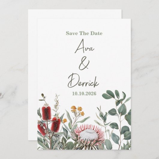 Elegante inheemse bloemelijke Save the Date-kaart Save The Date (Voorkant / Achterkant)