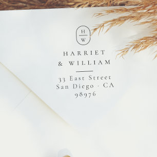 Elegante Initiaal Huwelijks Monogram Retouradres Zelfinktende Stempel
