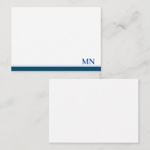 Elegante Initiaal Monogram Navy Blauwe Rand Notitiekaartje
