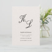 Elegante Initialen bruiloft uitnodiging (Staand voorkant)
