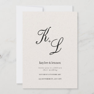 Elegante Initialen bruiloft uitnodiging