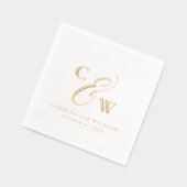 Elegante initialen eenvoudige namen datum bruiloft folie servetten (Links)