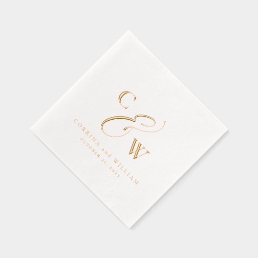 Elegante initialen eenvoudige namen datum bruiloft folie servetten (Rechts)