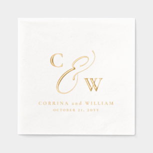 Elegante initialen eenvoudige namen datum bruiloft folie servetten