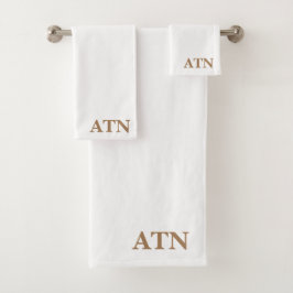 Elegante initialen in Cocoa bruin Witte achtergron Bad Handdoek