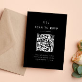 Elegante Initialen Zwart-wit bruiloft QR-code RSVP Kaartje