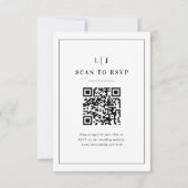 Elegante Initialen Zwart-wit bruiloft QR-code RSVP Kaartje (Voorkant)
