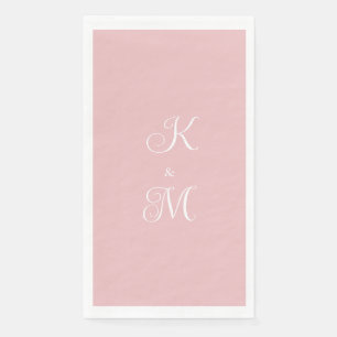 Elegante initiële letters in roze voor de bruiloft servet