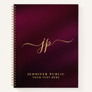 Elegante initiële monogram kalligrafie goud tekst notitieboek