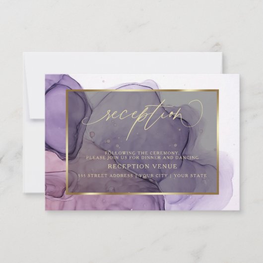 Elegante Inkt Roos Pruim  Ontvangst  Uitnodiging (Voorkant)