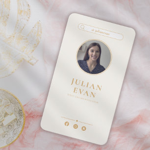 Elegante Instagram ivoorkleurige foto visitekaartj Visitekaartje