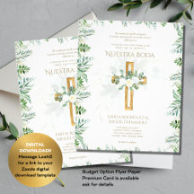 Elegante Invitación de Boda Católica Bilingüe Inv