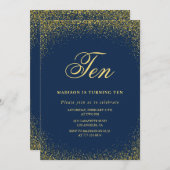 Elégante invitation 10e anniversaire Gold Navy Gla (Devant / Derrière)