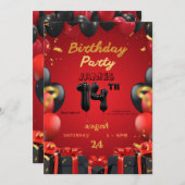 Élégante invitation 14e anniversaire (Devant / Derrière)