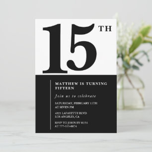 Elégante invitation 15e anniversaire Black Chic Mo
