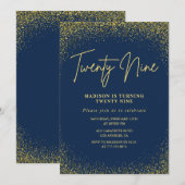 Elégante invitation 29e anniversaire Marine Partie (Devant / Derrière)