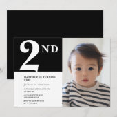 Elégante invitation 2e anniversaire Black Boy Phot (Devant / Derrière)