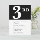 Elégante invitation 3ème anniversaire Black Chic G (Debout devant)