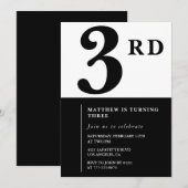 Elégante invitation 3ème anniversaire Black Chic M (Devant / Derrière)