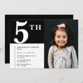 Elégante invitation 5e anniversaire Black Chic Pho (Devant / Derrière)