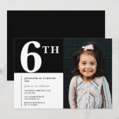 Elégante invitation 6e anniversaire Black Chic Pho (Devant / Derrière)